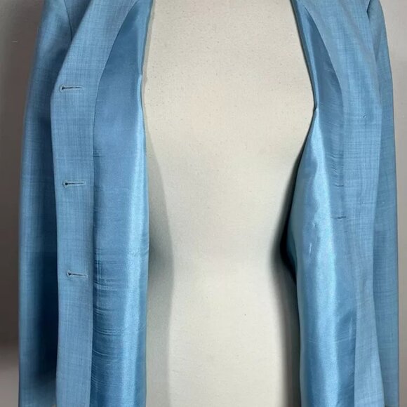 Pendleton Women's Pant Suit Virgin Wool 2 Piece Jacket Blazer Turquoise Blue VTG - Picture 3 of 9